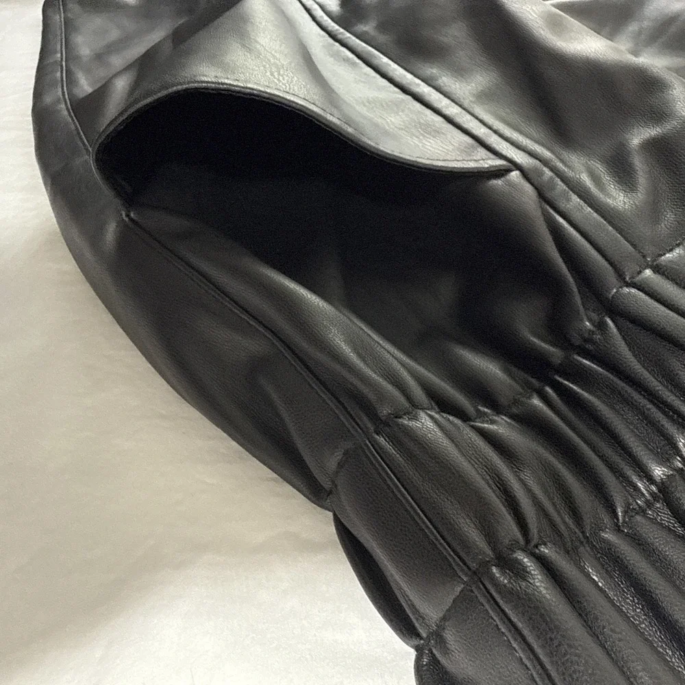 Madewell With Tags Black Vegan Faux Leather Paper Bag Tapered Ankle Pants 4 - Picture 9 of 14